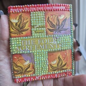 Hand-Decorarted “The Four Agreements” Book – Rhinestone Spiritual Decor
